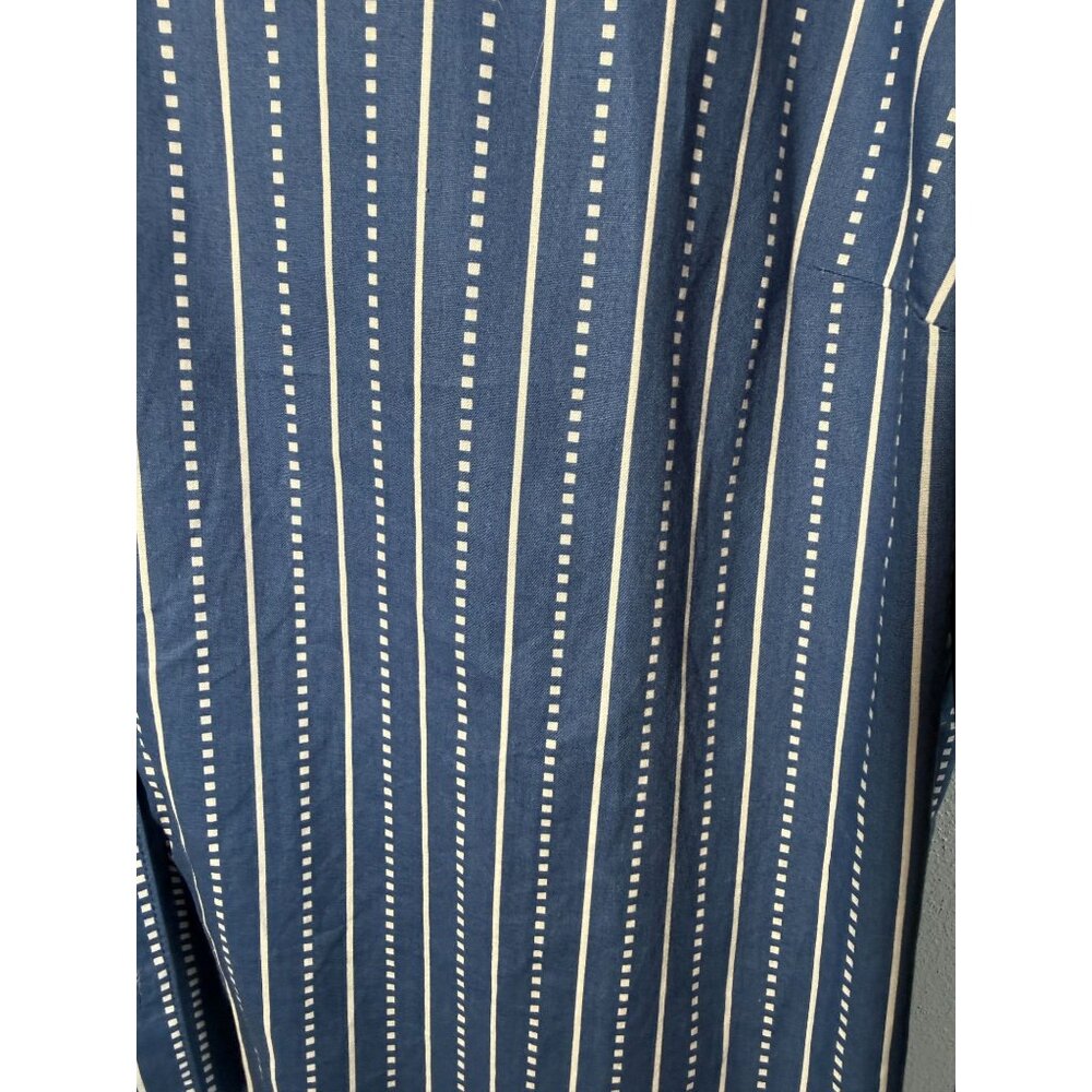 Roamans Womens Button Up Blouse Blue White Stripes Plus Size 26W 100% Cotton - Picture 9 of 12